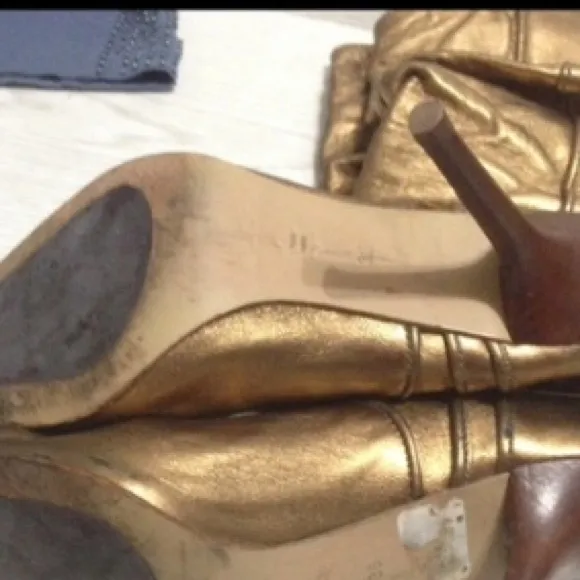 -ALDO leather metallic bronze cowboy boots