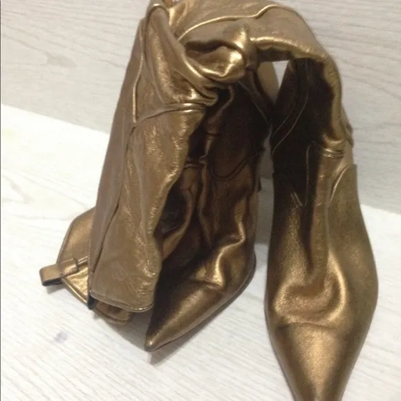 -ALDO leather metallic bronze cowboy boots