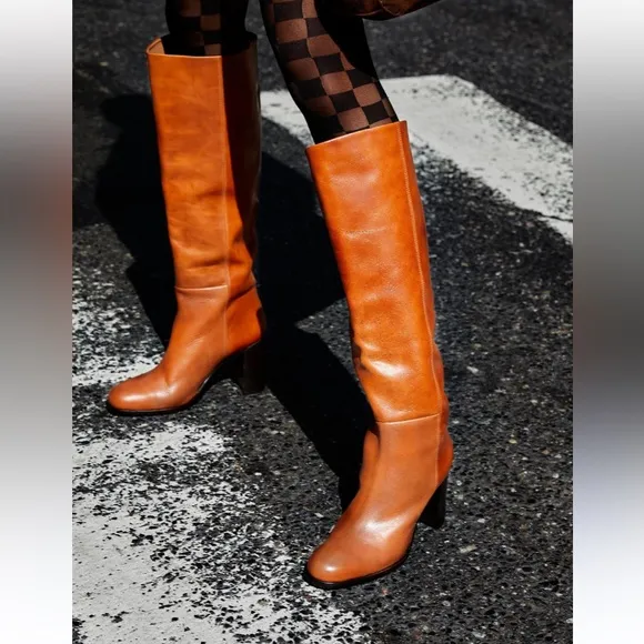 • Free People • Women's Red Grayson Tall BootsLeather Heeled 37.5