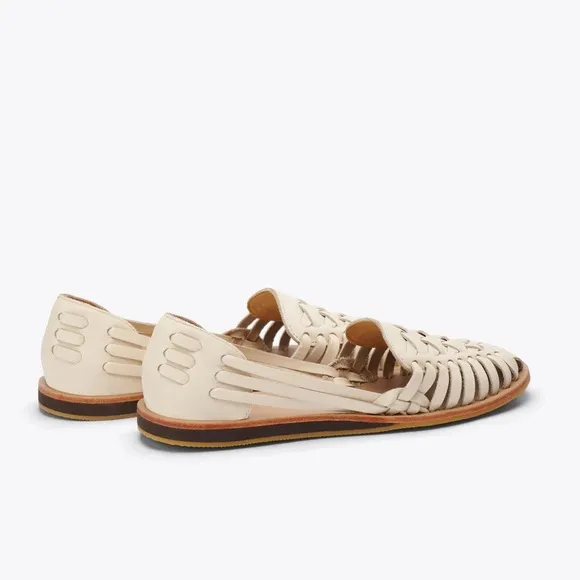 🆕 NISOLO Genuine Leather Bone Women's Huarache Sandals