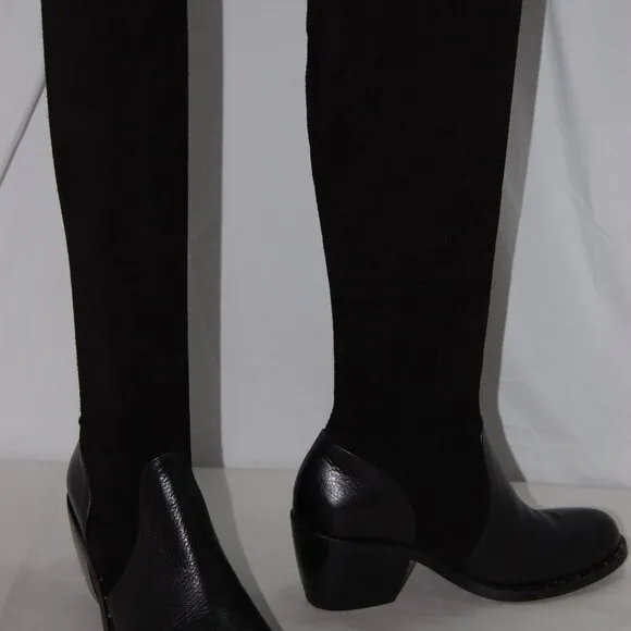 10❤️Robert Clergerie Stretch Suede Leather Knee High Heels Mid Calf Tall BOOTS
