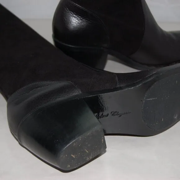 10❤️Robert Clergerie Stretch Suede Leather Knee High Heels Mid Calf Tall BOOTS