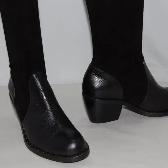 10❤️Robert Clergerie Stretch Suede Leather Knee High Heels Mid Calf Tall BOOTS