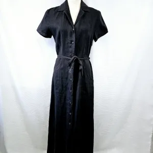 120% Lino Linen Black Button Down Maxi Dress size 42