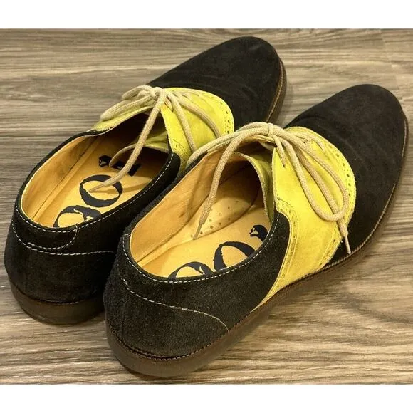 1901 Oxford Saddle Shoes black lime suede leather upper mens US Sz 11 M Brazil