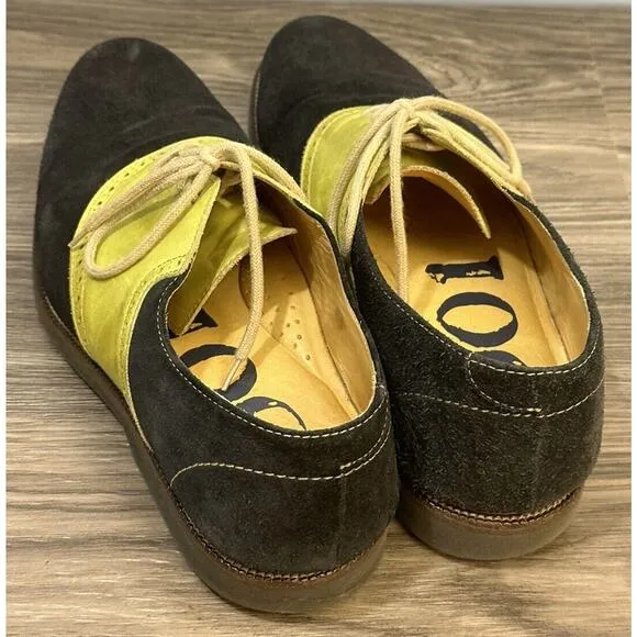 1901 Oxford Saddle Shoes black lime suede leather upper mens US Sz 11 M Brazil