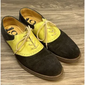 1901 Oxford Saddle Shoes black lime suede leather upper mens US Sz 11 M Brazil