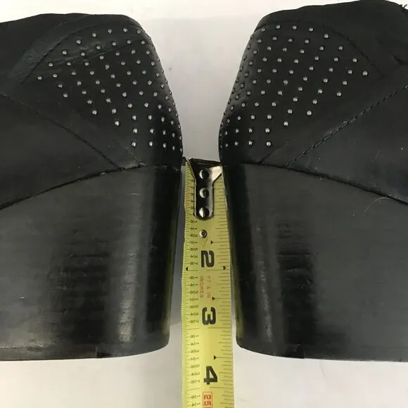 1.State Jelin Black Leather Ankle Studded Boots Block Heel Pointed Toe Women’s 9