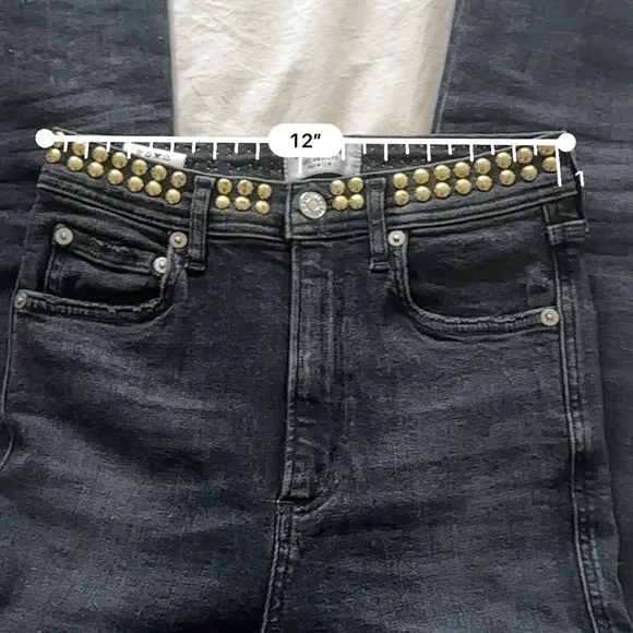 26 AGOLDE Women’s Black Studded High Rise Skinny Jeans Modal Blend Denim Pants