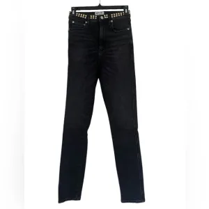 26 AGOLDE Women’s Black Studded High Rise Skinny Jeans Modal Blend Denim Pants