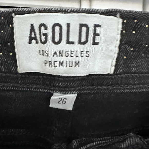 26 AGOLDE Women’s Black Studded High Rise Skinny Jeans Modal Blend Denim Pants