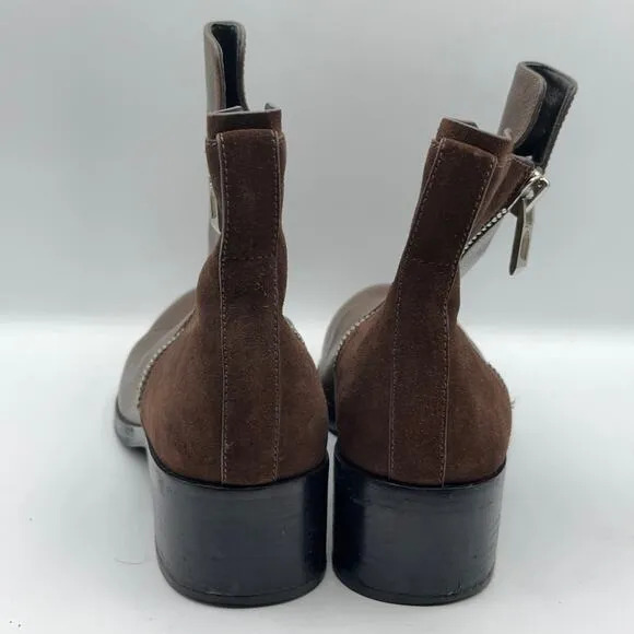 3.1 PHILLIP LIM Alexa Leather Suede Ankle Boots Chocolate Brown