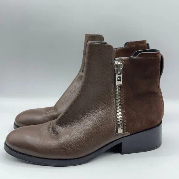 3.1 PHILLIP LIM Alexa Leather Suede Ankle Boots Chocolate Brown