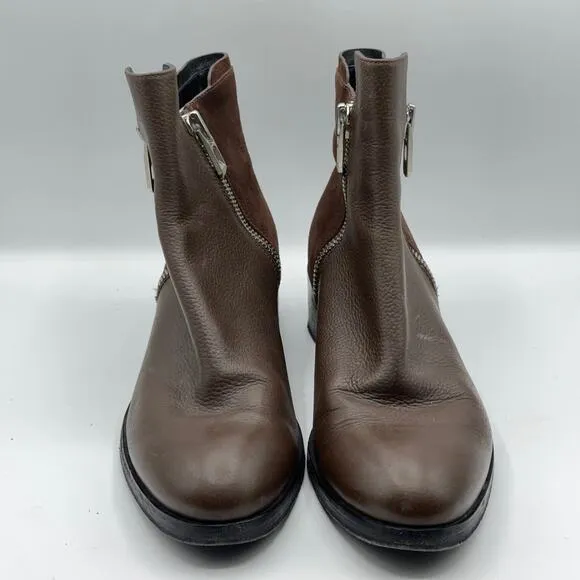 3.1 PHILLIP LIM Alexa Leather Suede Ankle Boots Chocolate Brown