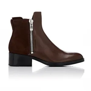 3.1 PHILLIP LIM Alexa Leather Suede Ankle Boots Chocolate Brown