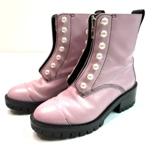 3.1 Phillip Lim Hayett Pink Leather Pearl Zipper Combat Boots Size 36
