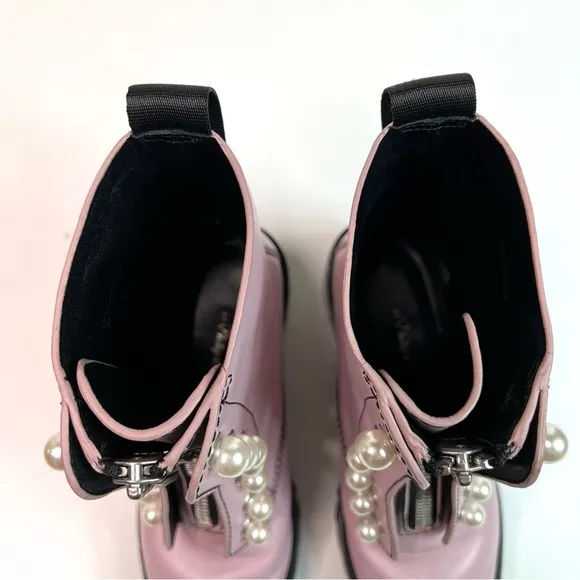 3.1 Phillip Lim Hayett Pink Leather Pearl Zipper Combat Boots Size 36