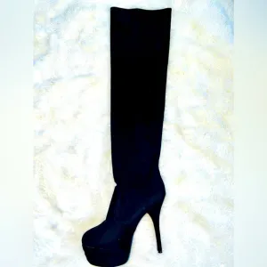 37 US7 No Name SkyHigh Platform Black Suede Over The Knee Platform Boots