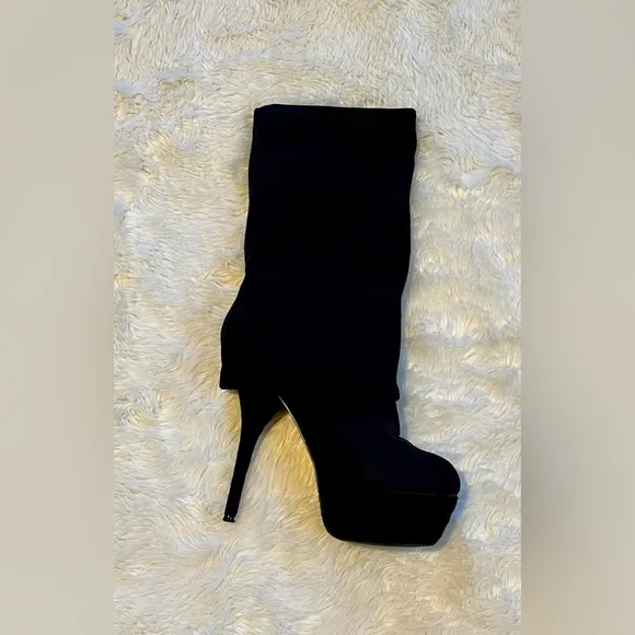 37 US7 No Name SkyHigh Platform Black Suede Over The Knee Platform Boots