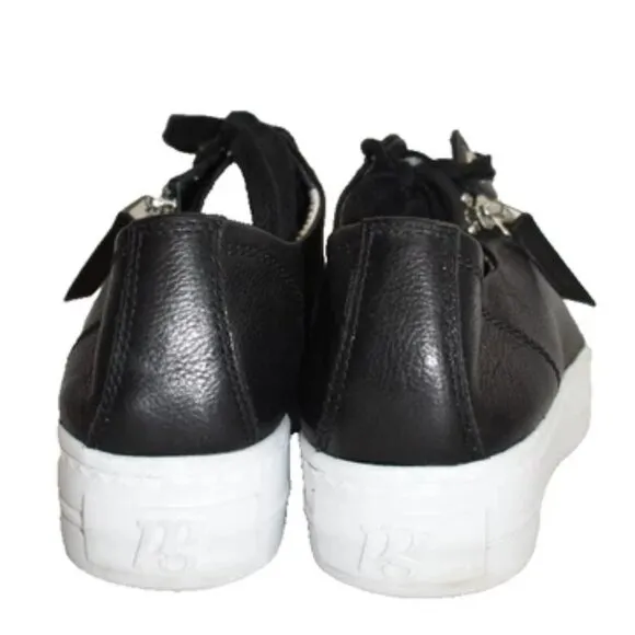 $470 PAUL GREEN SKYLAR BLACK PLATFORM SNEAKER LEATHER SHOES 9.5 (TE11)
