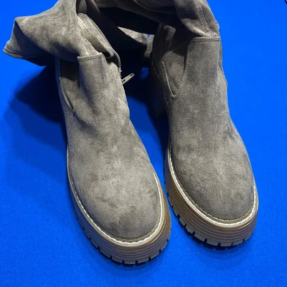 70s style platform knee high boots