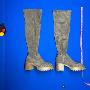 70s style platform knee high boots
