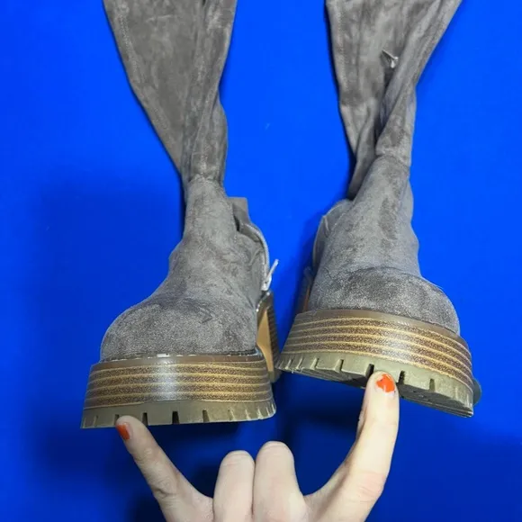 70s style platform knee high boots