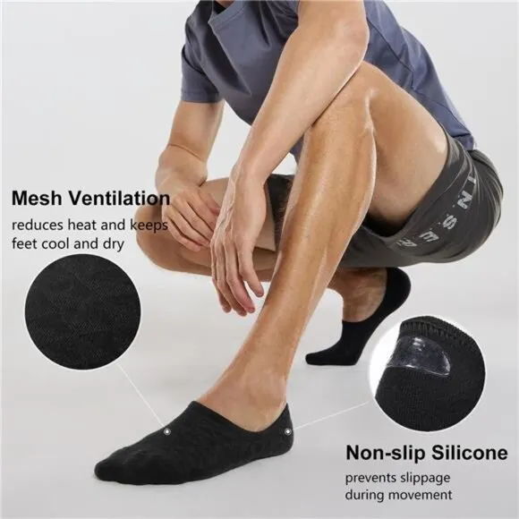 8 Pairs Mens No Show Socks with Cushion Low Cut Invisible Non