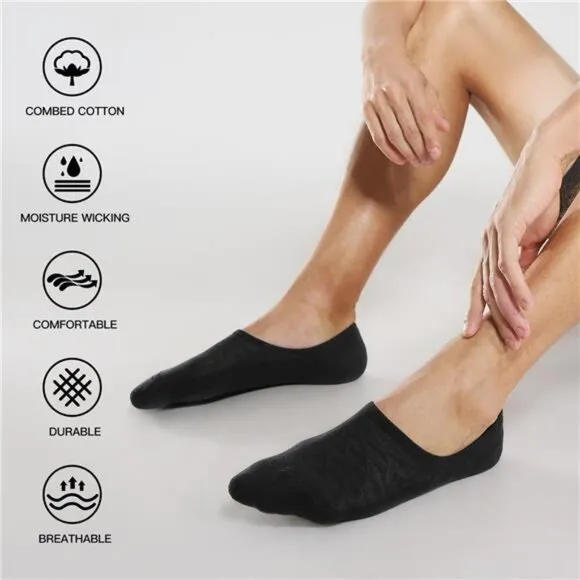 8 Pairs Mens No Show Socks with Cushion Low Cut Invisible Non
