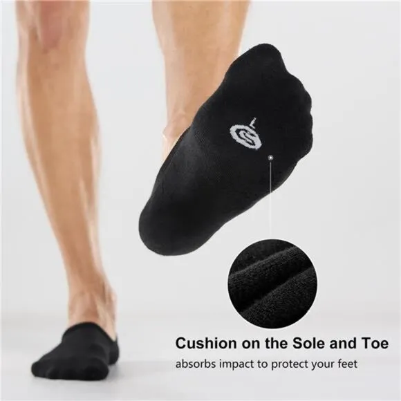 8 Pairs Mens No Show Socks with Cushion Low Cut Invisible Non