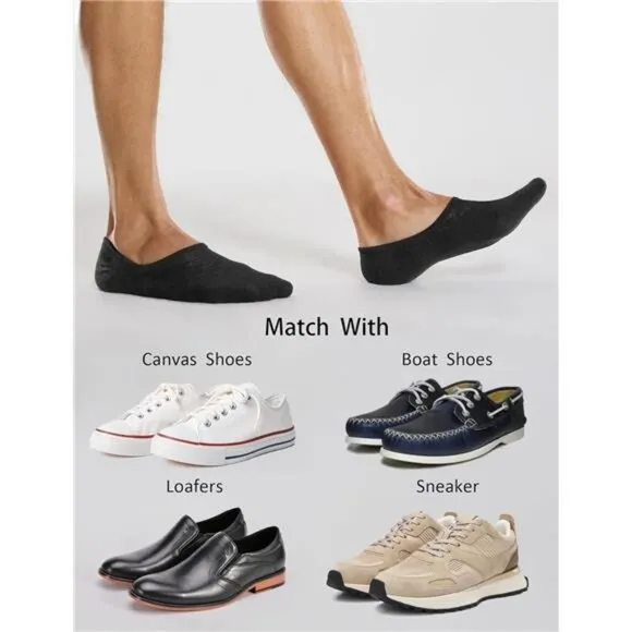 8 Pairs Mens No Show Socks with Cushion Low Cut Invisible Non