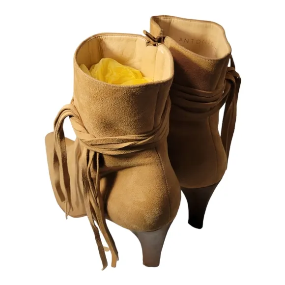 90s Western Suede Fringe Ankle Boots, Antonio Melani, Size 7M, &quot;Glove Fit,&quot;