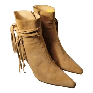 90s Western Suede Fringe Ankle Boots, Antonio Melani, Size 7M, &quot;Glove Fit,&quot;