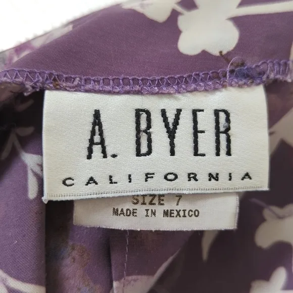 A. Byer 90's Vintage Lightweight Floral High Waist Straight Maxi Skirt Purple 7