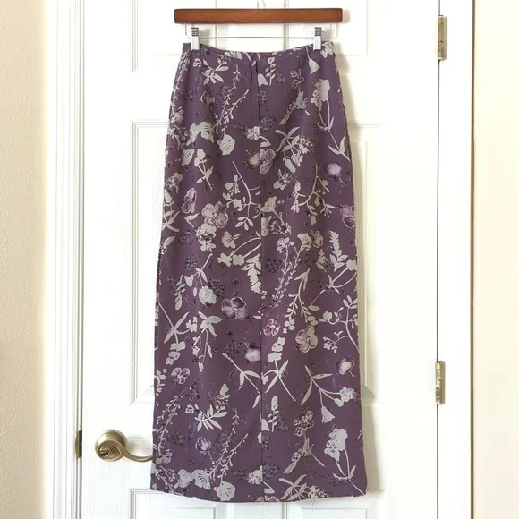 A. Byer 90's Vintage Lightweight Floral High Waist Straight Maxi Skirt Purple 7
