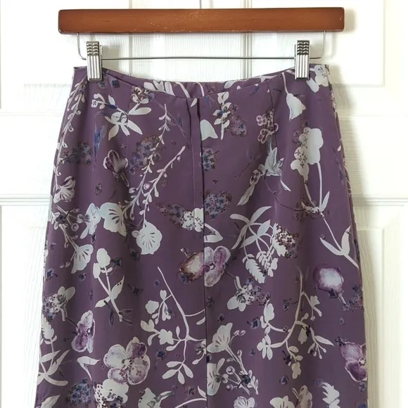 A. Byer 90's Vintage Lightweight Floral High Waist Straight Maxi Skirt Purple 7
