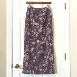A. Byer 90's Vintage Lightweight Floral High Waist Straight Maxi Skirt Purple 7