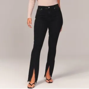 A F The Skinny High Rise Curve Love Edgy Goth Split Hem Jeans