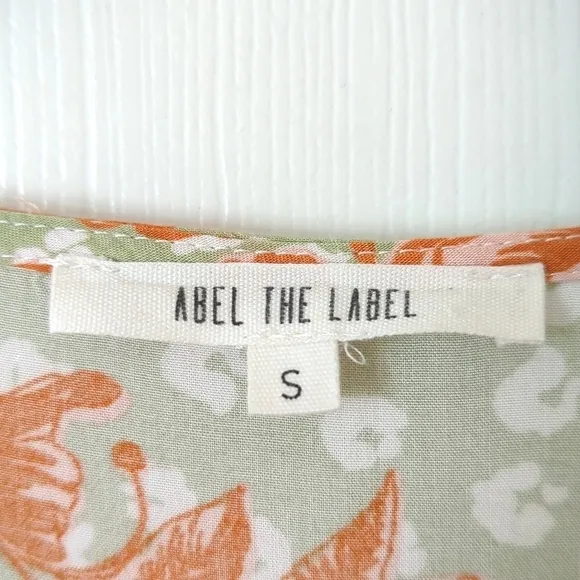 Abel The Label Wild Bloom Floral Printed Short Sleeve V-neck Midi Dress Sage S