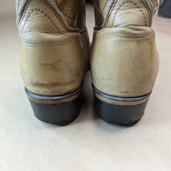 Acme Marble Biege Leather Buckaroo Cowboy Boots Men's Size 9D Style 4612 Made in