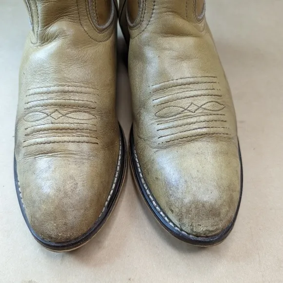 Acme Marble Biege Leather Buckaroo Cowboy Boots Men's Size 9D Style 4612 Made in