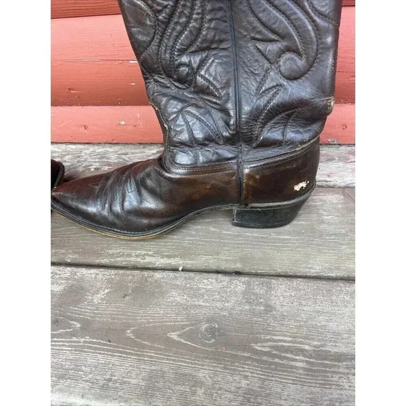 Acme Mens Pointed Point Toe Faux Leather Western Cowboy Boots USA Size 12 E