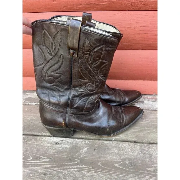 Acme Mens Pointed Point Toe Faux Leather Western Cowboy Boots USA Size 12 E