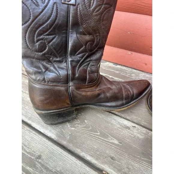 Acme Mens Pointed Point Toe Faux Leather Western Cowboy Boots USA Size 12 E