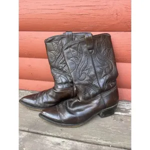 Acme Mens Pointed Point Toe Faux Leather Western Cowboy Boots USA Size 12 E