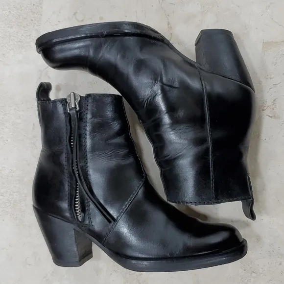 Acne pistal boots women's EU size 36 black leather heels side zip