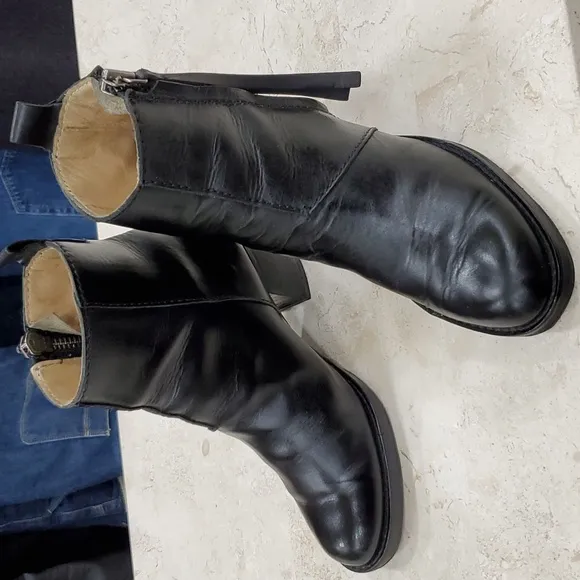 Acne pistal boots women's EU size 36 black leather heels side zip