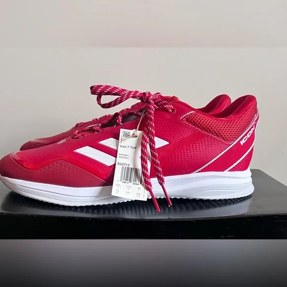 Adidas Icon 7 Turf Men’s 13 Sneaker Team Power Red/White/Solar S23713 Baseball