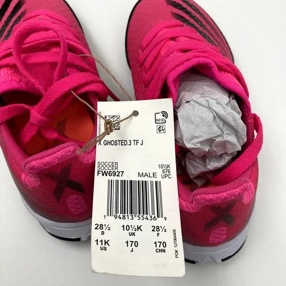 Adidas NEW Ghosted.3 TF J Soccer Cleats - Turf - Shock Pink Black - 11K