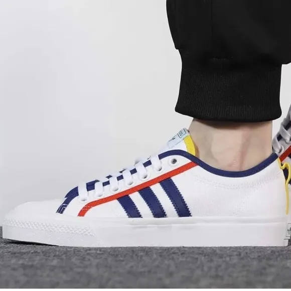 adidas Nizza GZ8656 Skate Sneaker Shoes White Victory Blue Mens Size 13